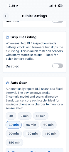 Auto Scan Settings Screenshot