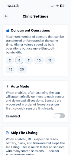 Concurrent Operations Settings Screenshot
